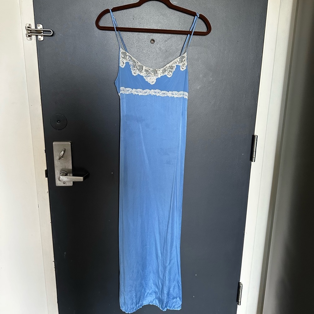 VINTAGE MALIZIA BY LA PERLA BLUE SILK DRESS SIZE MEDIUM